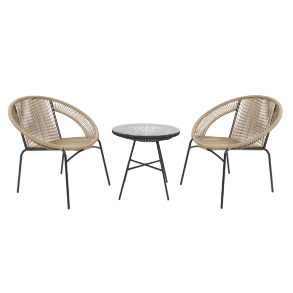 tahiti 2 seater wicker cafe set