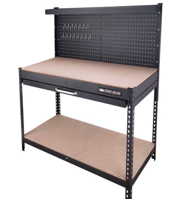 WORKBENCH PC STEEL PEGBOARD BLACK